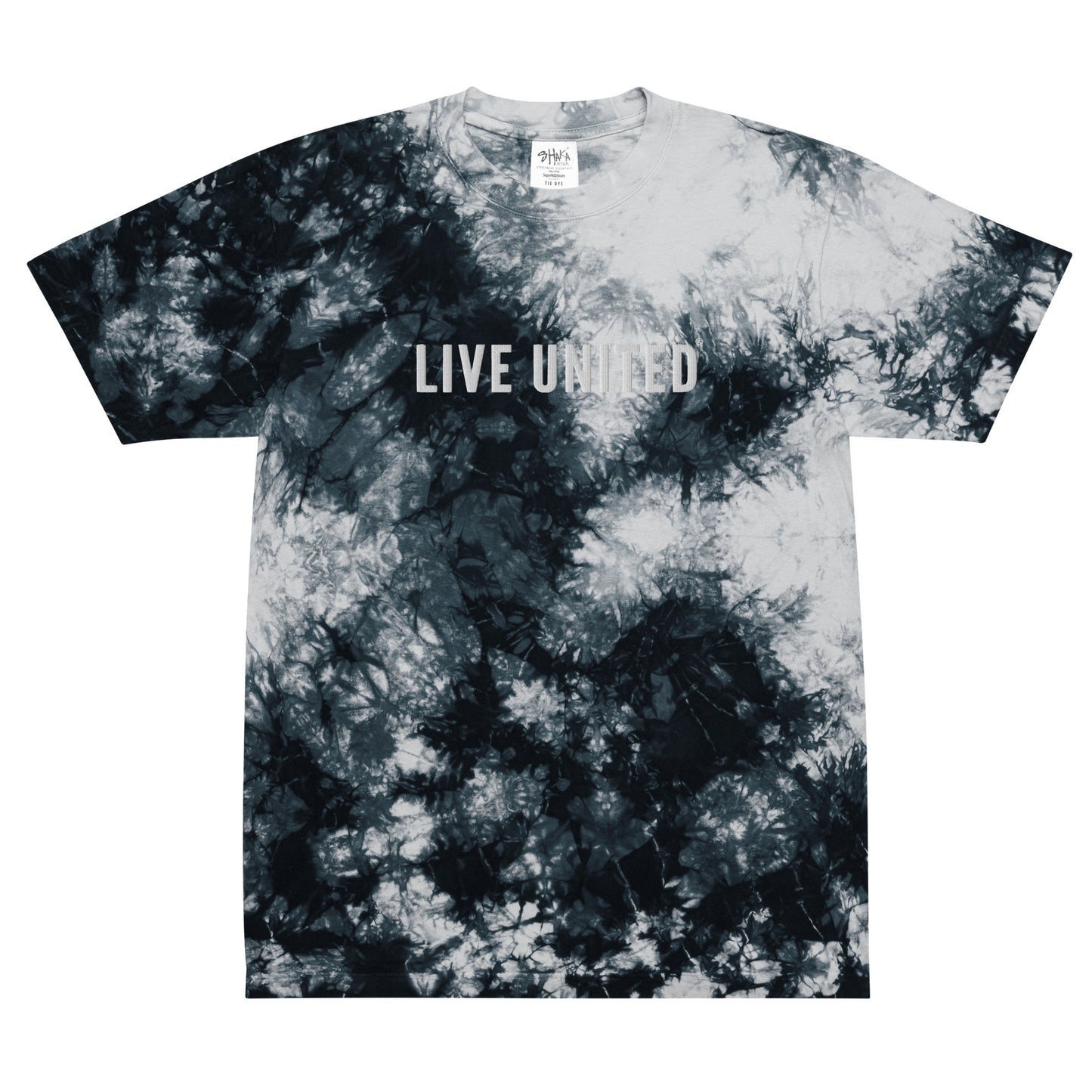 Embroidered Live United Unisex Oversized tie-dye t-shirt
