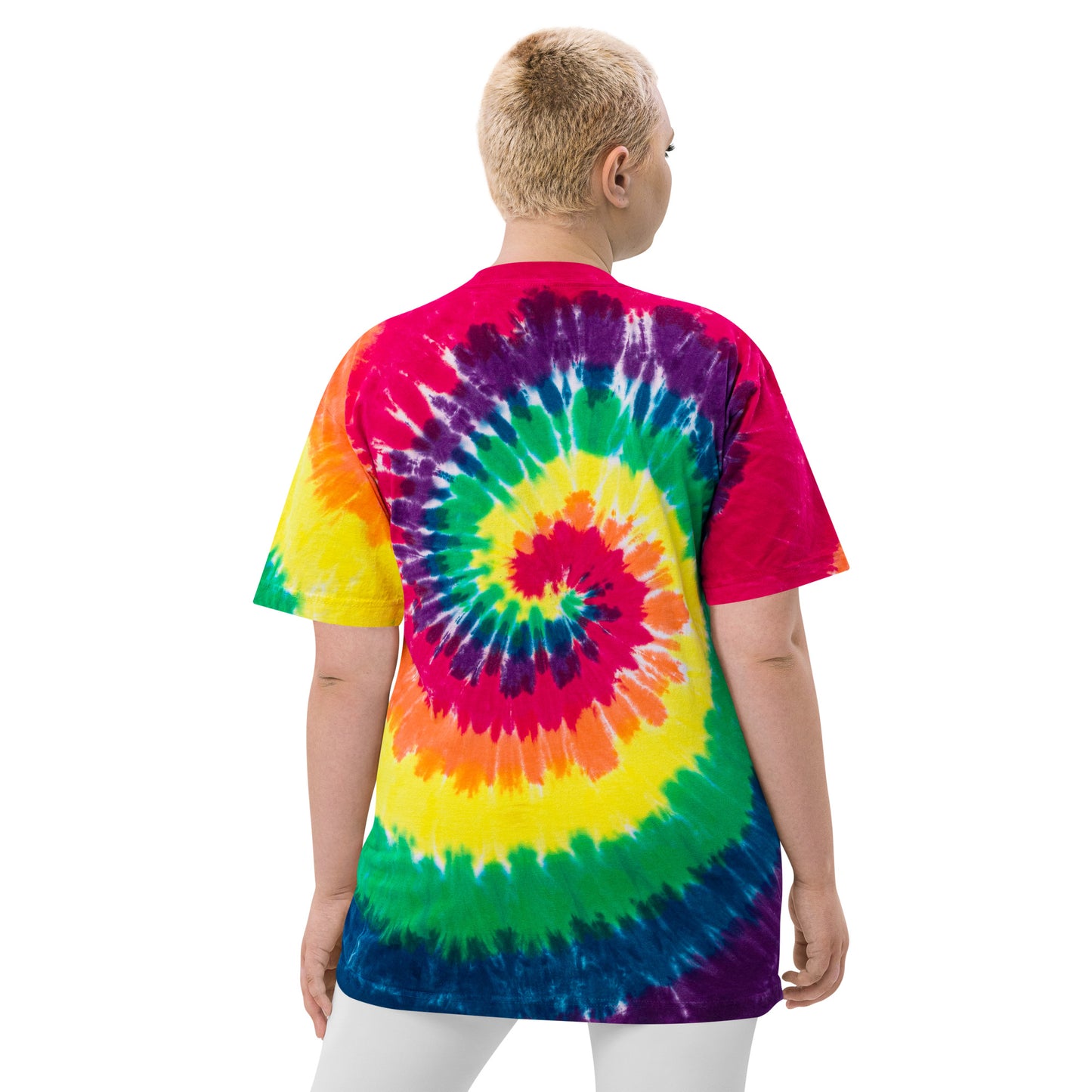 Embroidered Live United Unisex Oversized tie-dye t-shirt