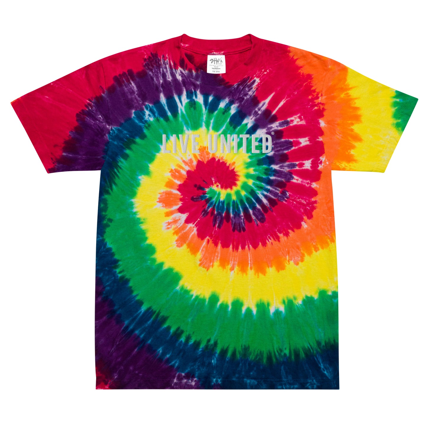 Embroidered Live United Unisex Oversized tie-dye t-shirt