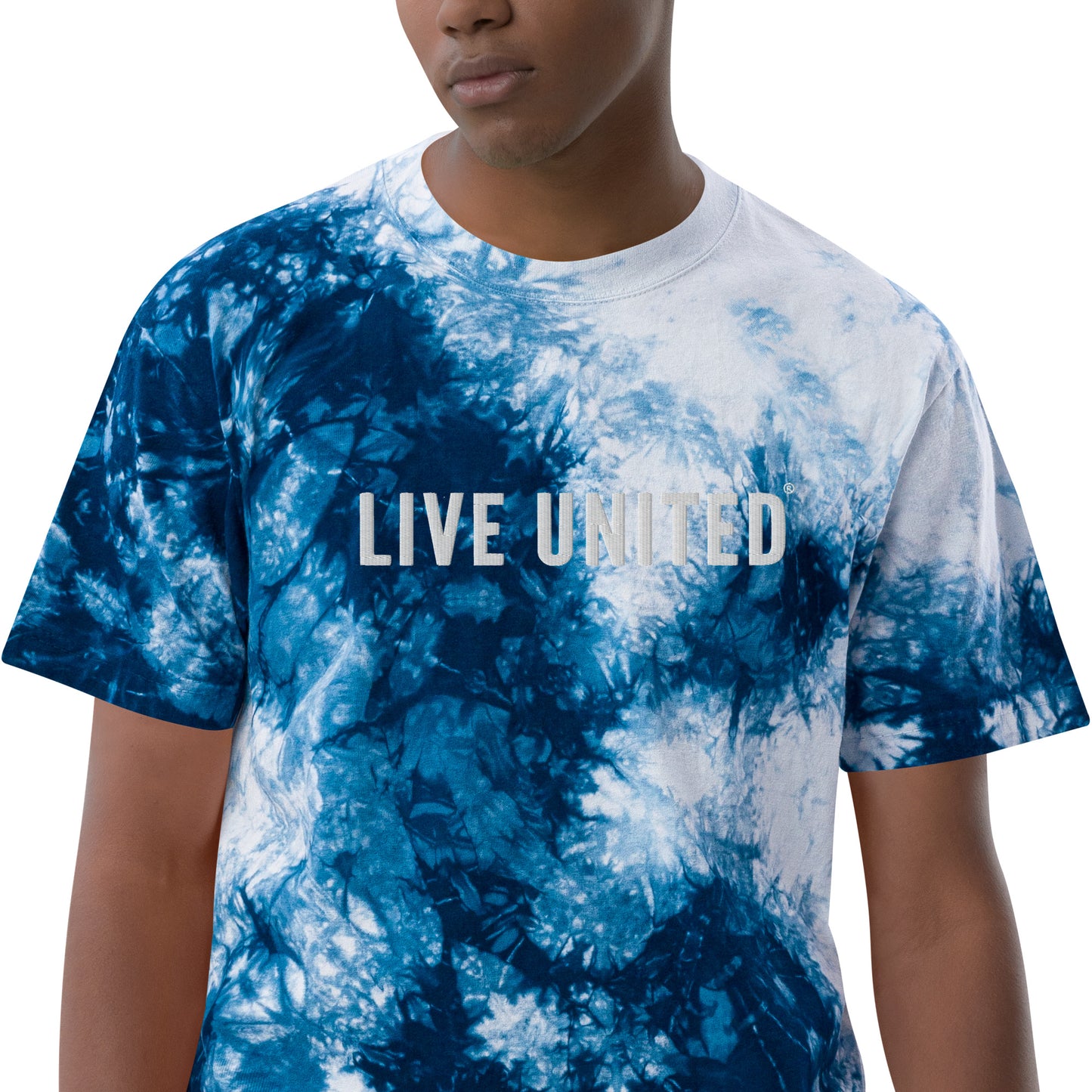 Embroidered Live United Unisex Oversized tie-dye t-shirt