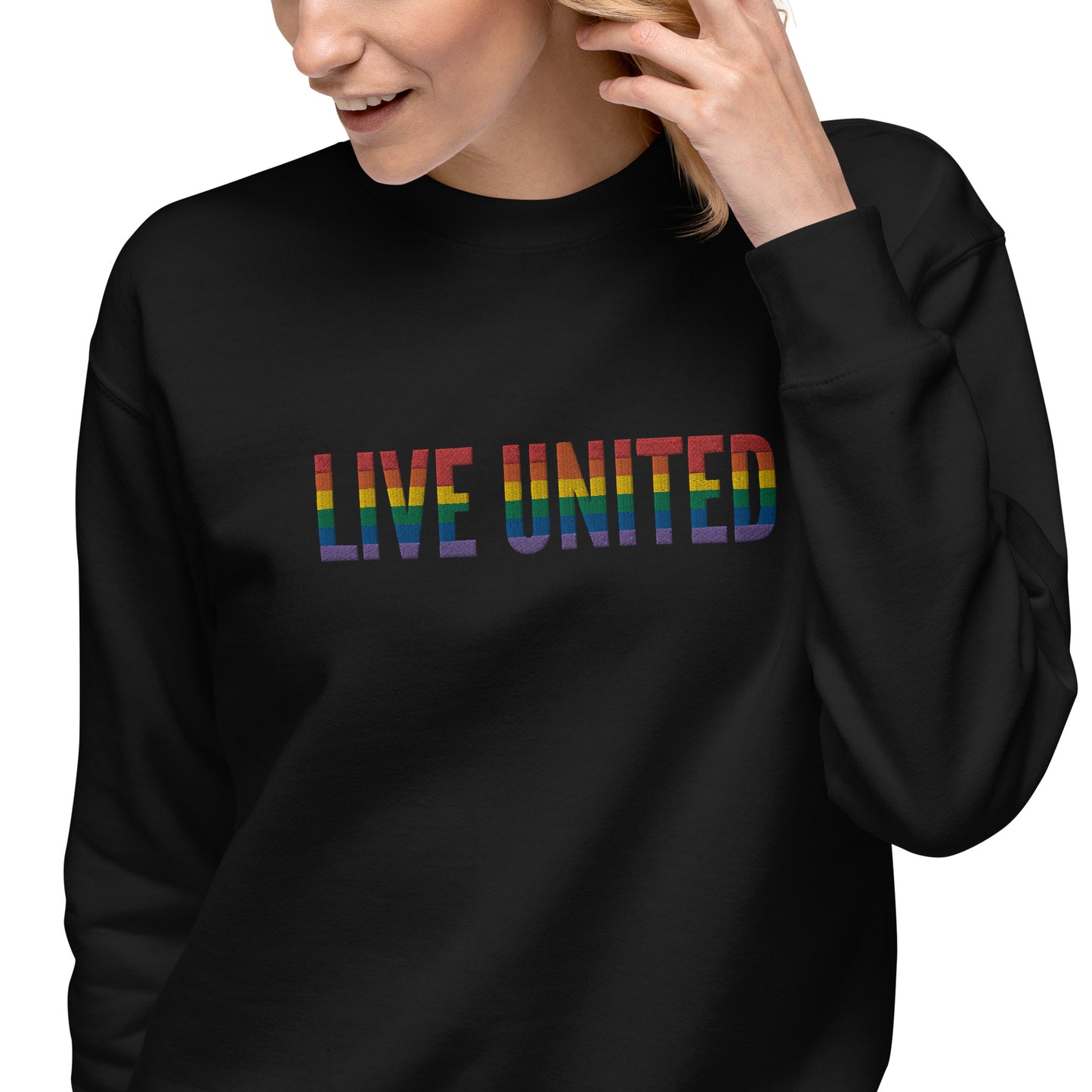 Embroidered Live United Pride Unisex Premium Sweatshirt