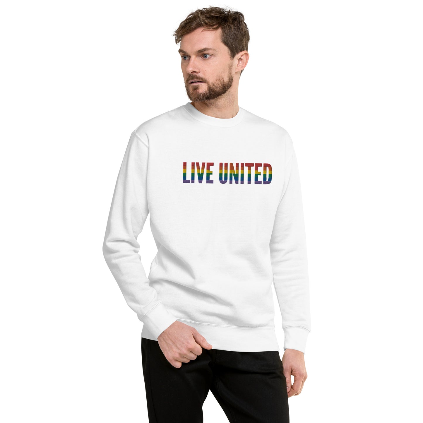 Embroidered Live United Pride Unisex Premium Sweatshirt